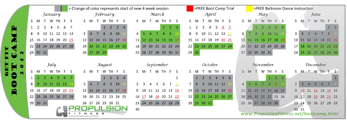 Yearly Boot Camp Calander